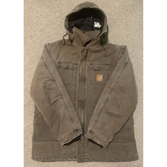 Vintage 90s Mens Large Carhartt Brown Quilt Lined Full Zip Jacket C26CHT - Picture 7 of 10